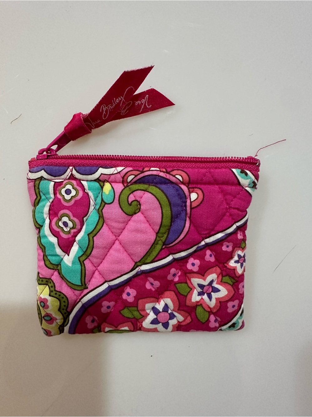 Vera Bradley Hot Pink Quilted Floral Paisley Coin Pouch